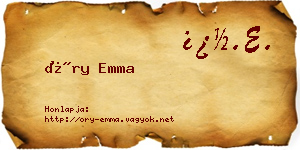 Őry Emma névjegykártya